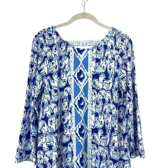 Lilly Pulitzer Ophelia Swing Dress in Get Trunky Size M blue white elephant prin - Picture 4 of 10